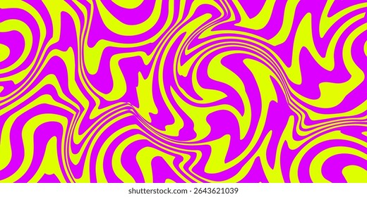 Abstract horizontal background with colorful waves. Trendy vector illustration in style retro 60s, 70s. Pastel colors