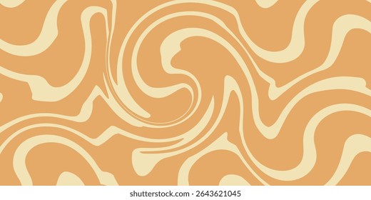 Abstract horizontal background with colorful waves. Trendy vector illustration in style retro 60s, 70s. Pastel colors