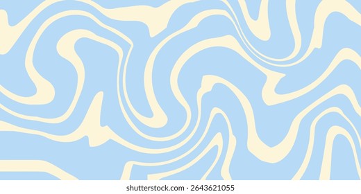 Abstrakter horizontaler Hintergrund mit bunten Wellen. Trendy Vektorgrafik im Stil Retro 60s, 70s. Pastellfarben