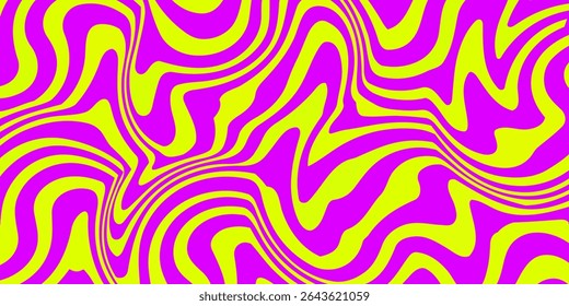 Abstract horizontal background with colorful waves. Trendy vector illustration in style retro 60s, 70s. Pastel colors