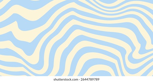Abstract horizontal background with colorful waves. Trendy vector illustration in style retro 60s, 70s. Pastel colors