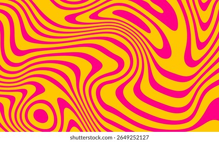 Abstract horizontal background with colorful waves. Trendy vector illustration in style retro 60s, 70s. Pastel colors