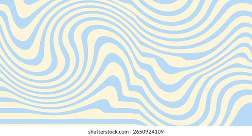 Abstract horizontal background with colorful waves. Trendy vector illustration in style retro 60s, 70s. Pastel colors. illustrator eps10.