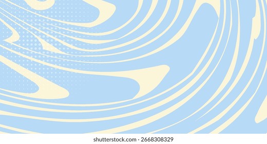 Fundo horizontal abstrato com ondas coloridas. Ilustração vetor na moda em estilo retro 60s, 70s.