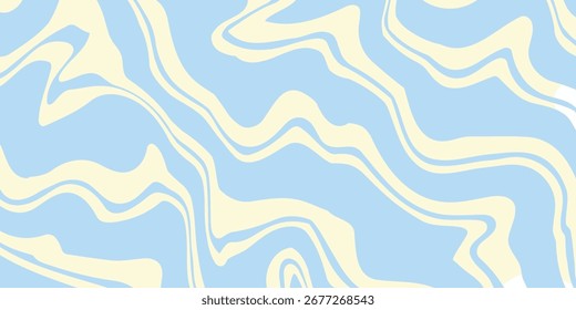 Fundo horizontal abstrato com ondas coloridas. Ilustração vetor na moda em estilo retro 60s, 70s. Vetor de cores pastel eps 10