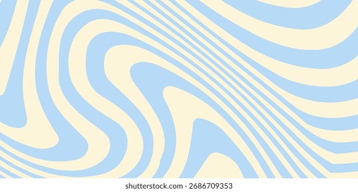 Abstractas fondo Horizontal con ondas de colores. Ilustración vectorial de moda en estilo retro años 60, 70. Colores pastel