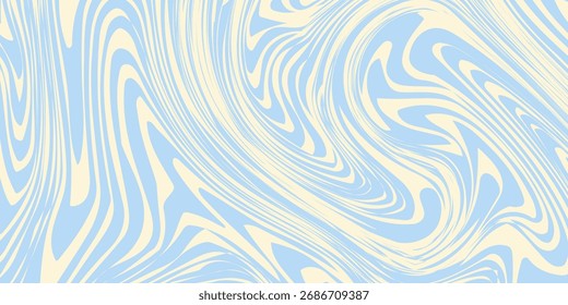 Fundo horizontal abstrato com ondas coloridas. Ilustração vetor na moda em estilo retro 60s, 70s. Cores do pastel