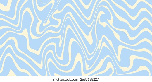 Abstract horizontal background with colorful waves. Trendy vector illustration in style retro 60s, 70s. Pastel colors
