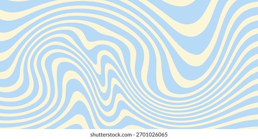 Abstract horizontal background with colorful waves. Trendy vector illustration in style retro 60s, 70s. Pastel colors.eps10