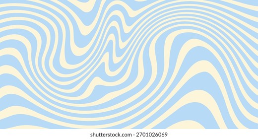 Abstract horizontal background with colorful waves. Trendy vector illustration in style retro 60s, 70s. Pastel colors.eps10