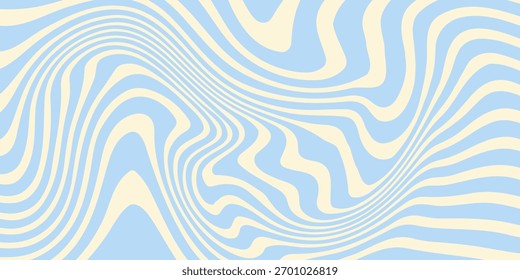 Abstract horizontal background with colorful waves. Trendy vector illustration in style retro 60s, 70s. Pastel colors.eps10