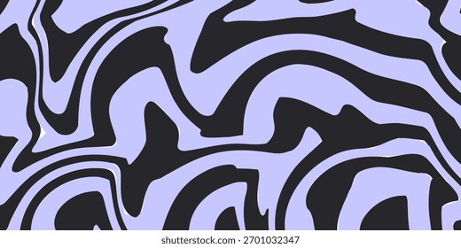 Fundo horizontal abstrato com ondas coloridas. Ilustração vetor na moda em estilo retro 60s, 70s. 