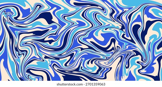 Abstract horizontal background with colorful waves. Trendy vector illustration in style retro 60s, 70s. Pastel colors