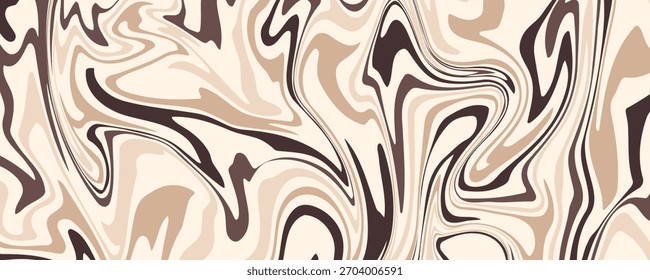 Abstract horizontal background with colorful waves. Trendy vector illustration in style retro 60s, 70s. Pastel colors
