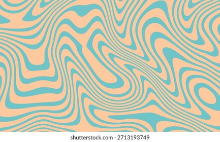 Abstractas fondo Horizontal con ondas de colores. Ilustración vectorial de moda en estilo retro años 60, 70. Colores pastel