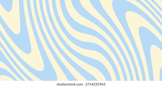 Abstract horizontal background with colorful waves. Trendy vector illustration in style retro 60s, 70s. Pastel colors.eps10