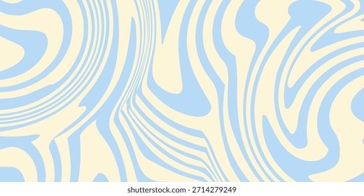 Abstract horizontal background with colorful waves. Trendy vector illustration in style retro 60s, 70s. Pastel colors