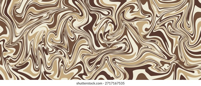 Abstract horizontal background with colorful waves. Trendy vector illustration in style retro 60s, 70s. Pastel colors
