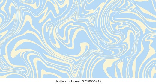Abstract horizontal background with colorful waves. Trendy vector illustration in style retro 60s, 70s. Pastel colors