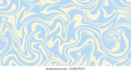 Abstract horizontal background with colorful waves. Trendy vector illustration in style retro 60s, 70s. Pastel colors