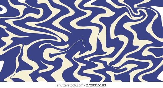Abstractas fondo Horizontal con ondas de colores. Ilustración vectorial de moda en estilo retro años 60, 70. Colores azul y beige