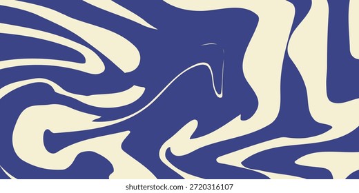 Abstractas fondo Horizontal con ondas de colores. Ilustración vectorial de moda en estilo retro años 60, 70. Colores azul y beige