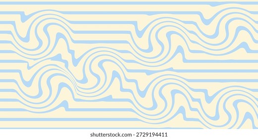 Fundo horizontal abstrato com ondas coloridas. Ilustração vetorial da moda no estilo retro 60s, 70s. Cores pastel.eps10
