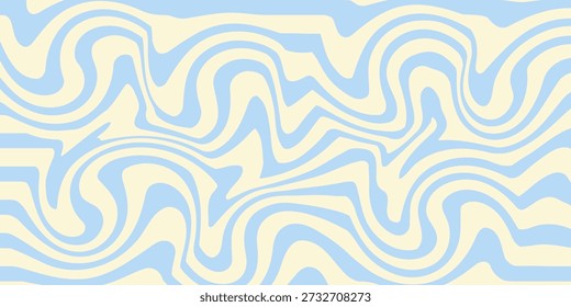 Fundo horizontal abstrato com ondas coloridas. Ilustração vetorial da moda no estilo retro 60s, 70s. Cores pastel.eps10