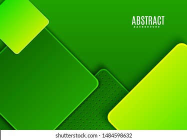 Abstract horizontal background with dark and light green gradient rhombus. Vector minimalist paper cut geometric pattern with dots shape. Design concept for celebrating card of Earth day, eco flyer