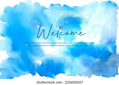 Abstract horizontal background designed with blue watercolor stains Vector