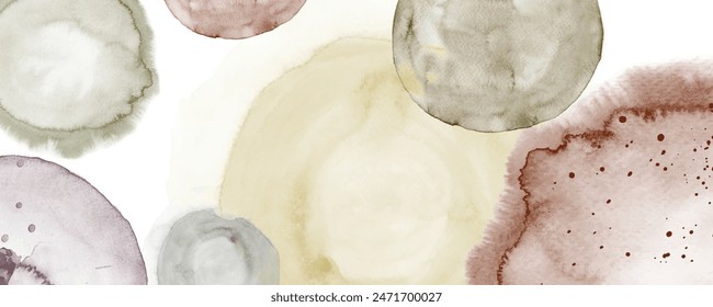 Abstract horizontal background designed with earth tone color watercolor paint brush and gold line art. Artistic vector used as being an element in the decorative design of header, card, or banner.