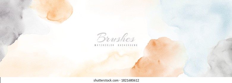 Abstract horizontal background designed with pastel watercolor stains