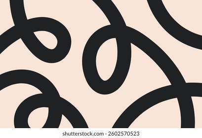 Abstract horizontal background with dynamic linear waves. Trendy vector illustration in style retro 60s, 70s. Black and beige colors