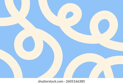 Abstract horizontal background with dynamic linear waves. Trendy vector illustration in style retro 60s, 70s. Blue and beige colors