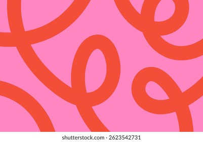 Abstract horizontal background with dynamic linear waves. Trendy vector illustration in style retro 60s, 70s. Red and pink colors