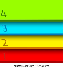 Abstract horizontal background with four walls with place for text on it. Four option temlate.