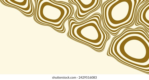 Abstract horizontal background with golden waves. Fashion vector illustration in retro style 60s, 70s.