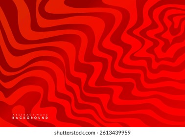 Abstract horizontal background with red color waves. Trendy vector illustration.