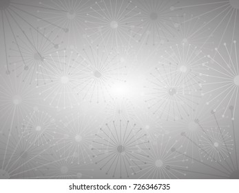Abstract horizontal background. Shapes looks like fireworks. They have transparency and they are in different sizes. Artwork in shades of gray.