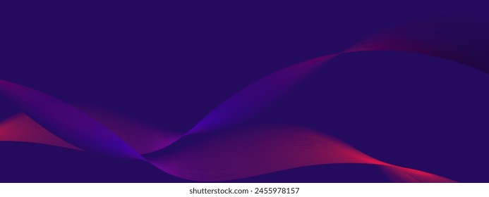 Abstract horizontal background with smooth lines with a gradient.Vector tech banner for wallpaper website design.Spectacular minimalistic graphics.Sound wave diagram