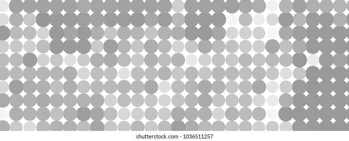 Abstract horizontal background. Spotted halftone effect. Dots, circles. Vector clip art