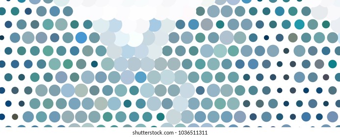 Abstract horizontal background. Spotted halftone effect. Dots, circles. Vector clip art