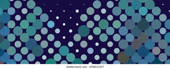 Abstract horizontal background. Spotted halftone effect. Dots, circles. Vector clip art