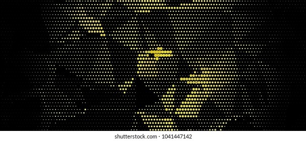 Abstract horizontal background. Spotted halftone effect. Dots, circles. Vector clip art