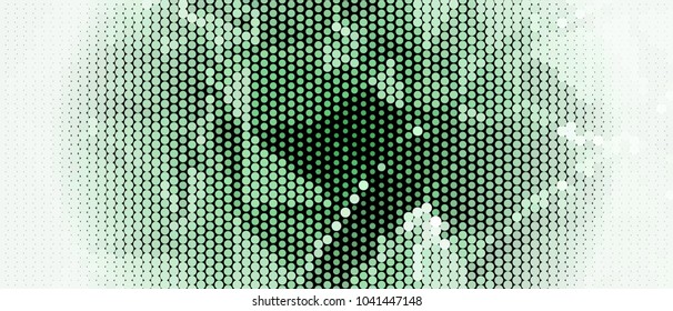 Abstract horizontal background. Spotted halftone effect. Dots, circles. Vector clip art
