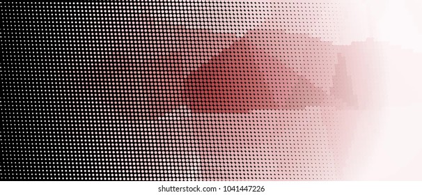 Abstract horizontal background. Spotted halftone effect. Dots, circles. Vector clip art