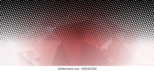 Abstract horizontal background. Spotted halftone effect. Dots, circles. Vector clip art