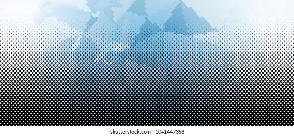Abstract horizontal background. Spotted halftone effect. Dots, circles. Vector clip art