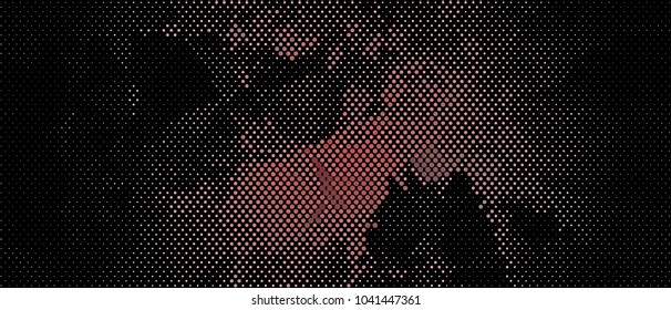 Abstract horizontal background. Spotted halftone effect. Dots, circles. Vector clip art