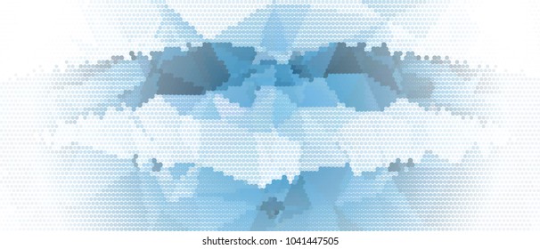 Abstract horizontal background. Spotted halftone effect. Dots, circles. Vector clip art